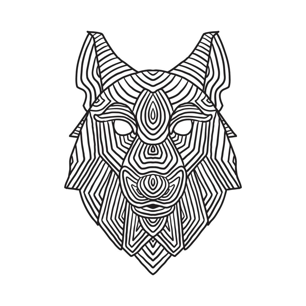 Wolf Head Doodle vector