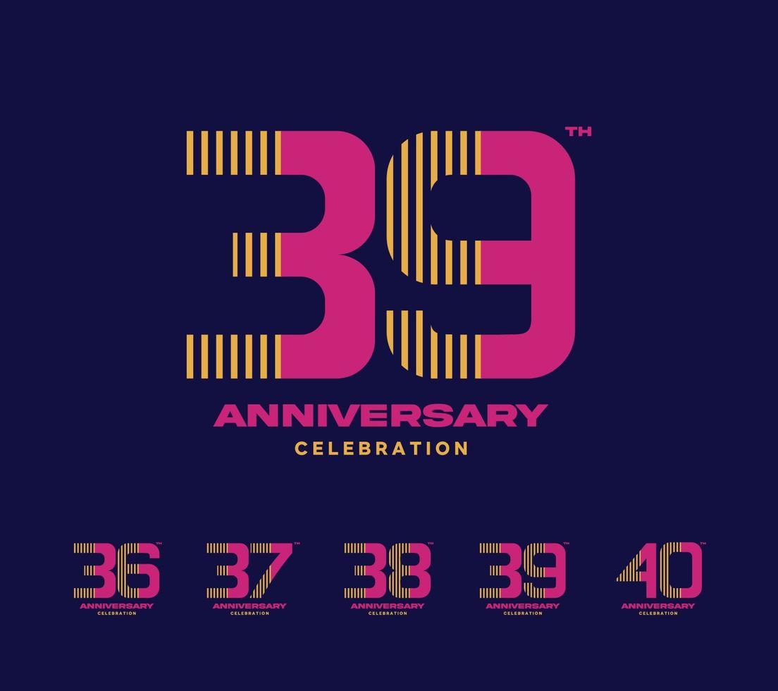 conjunto de logotipo de celebración de aniversario. 36 a 40 vector