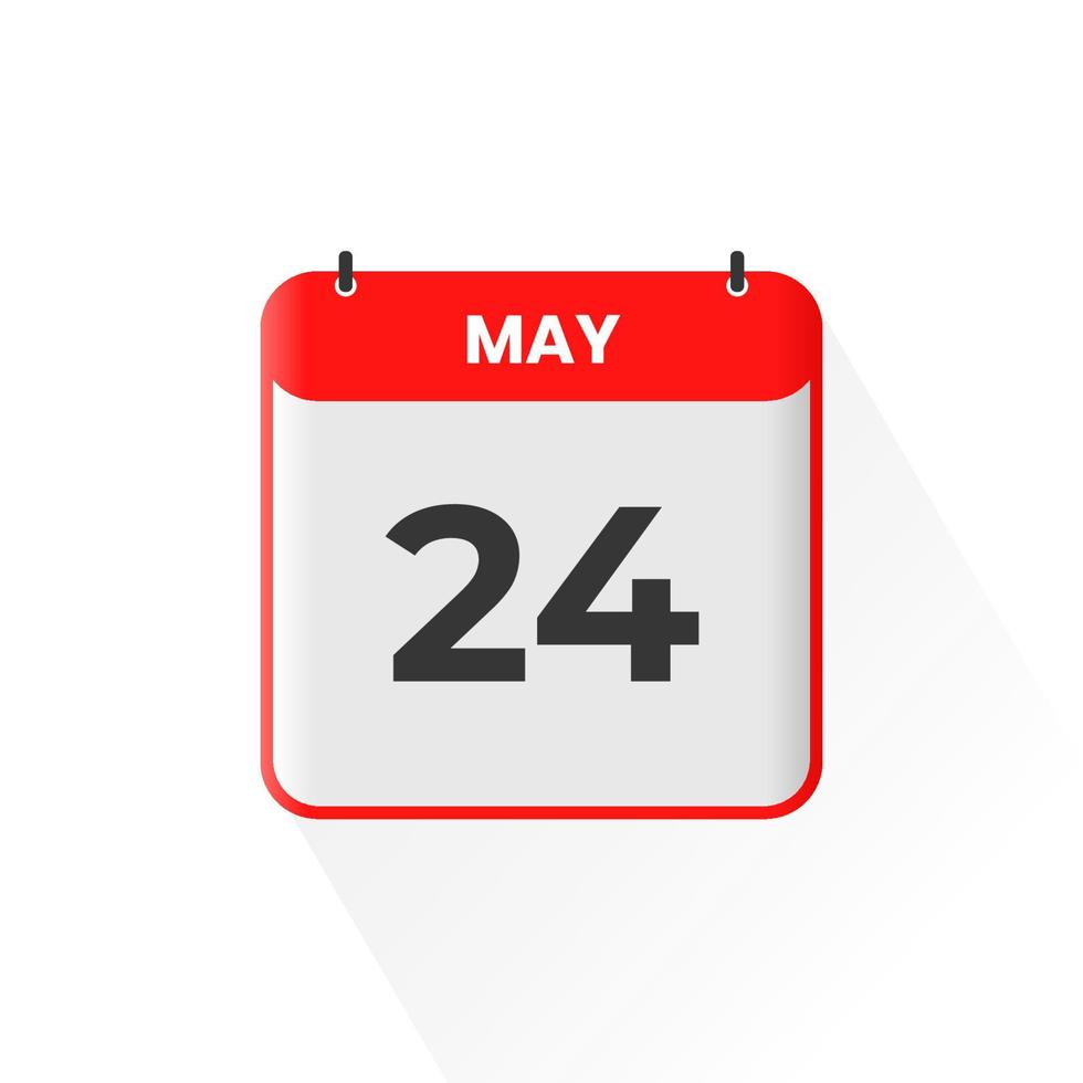 24th May calendar icon. May 24 calendar Date Month icon vector illustrator