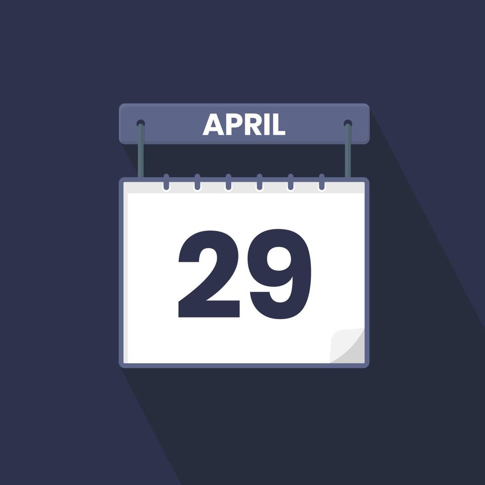 29th April calendar icon. April 29 calendar Date Month icon vector illustrator