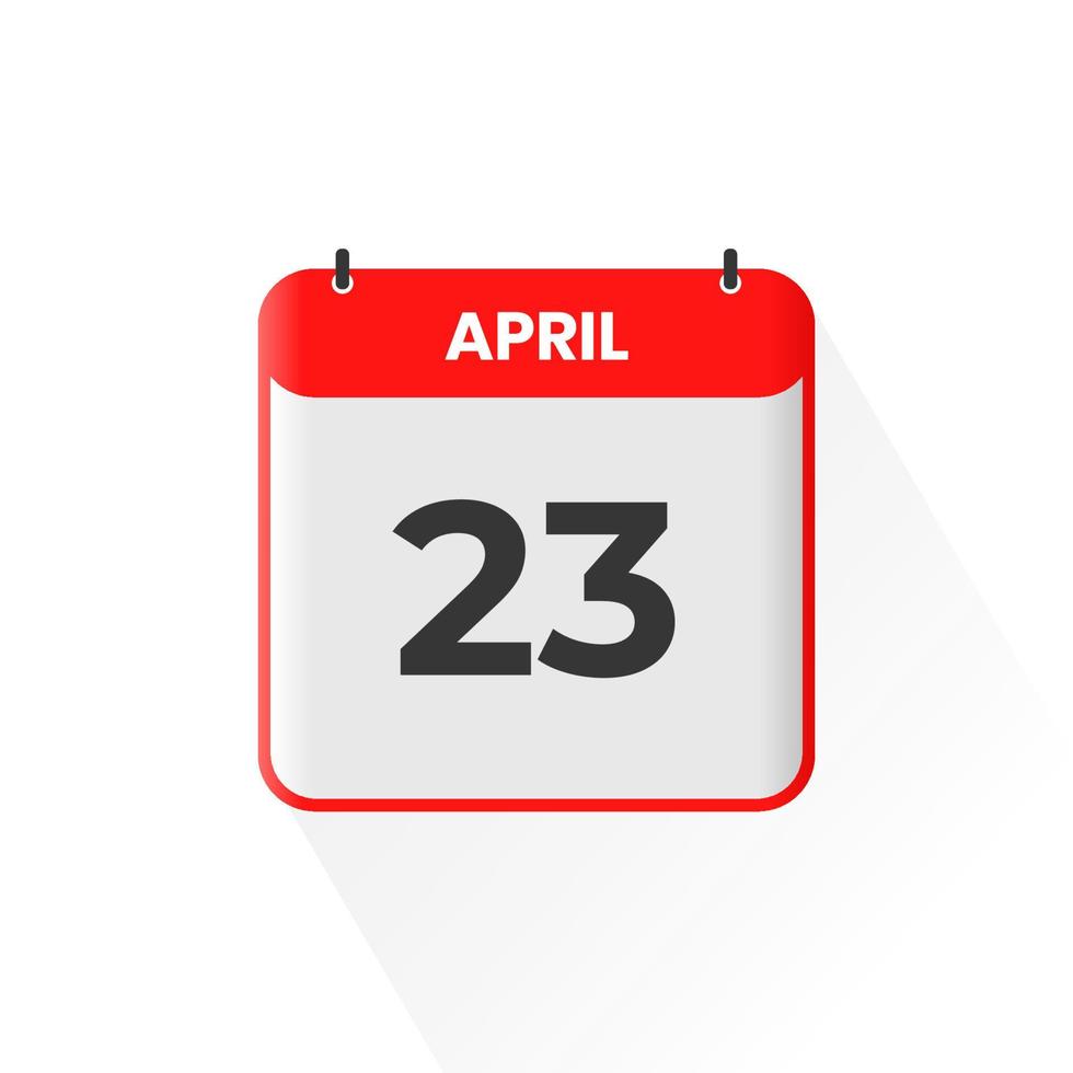 23rd April calendar icon. April 23 calendar Date Month icon vector illustrator