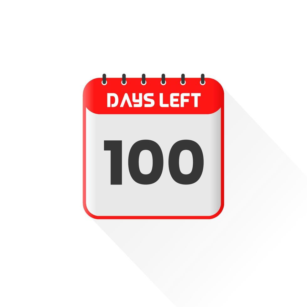 icono de cuenta regresiva Quedan 100 días para la promoción de ventas. banner promocional de ventas quedan 100 días para ir vector