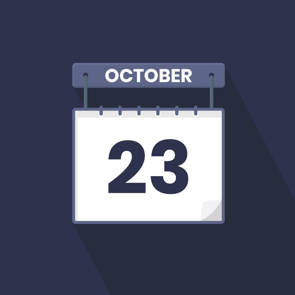 23rd October calendar icon. October 23 calendar Date Month icon vector