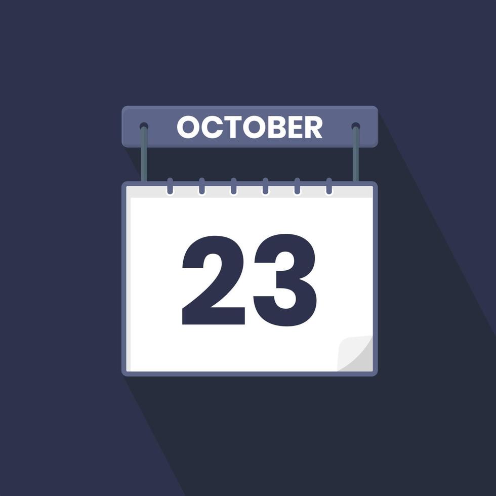 Icono del calendario del 23 de octubre. 23 de octubre calendario fecha mes icono vector ilustrador