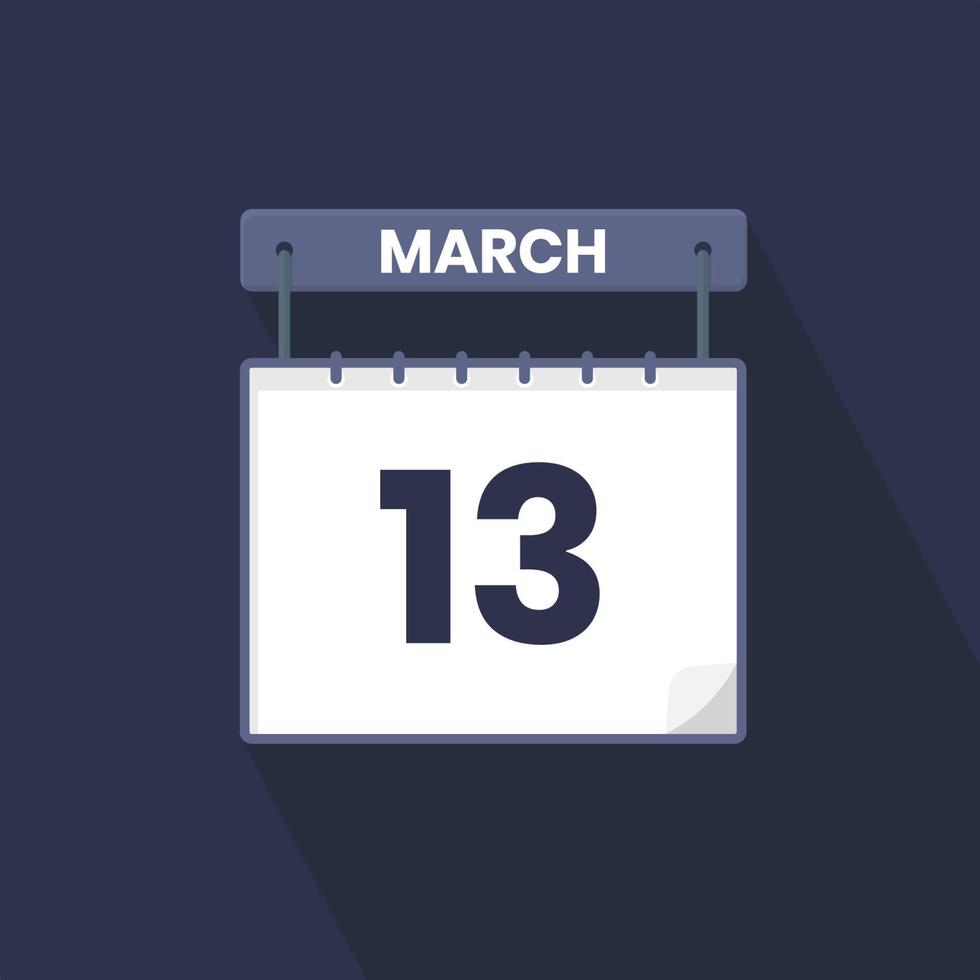 13th March Calendar Icon March 13 Calendar Date Month Icon Vector 13th-march-calendar-icon-march-13-calendar-date-month-icon-vector