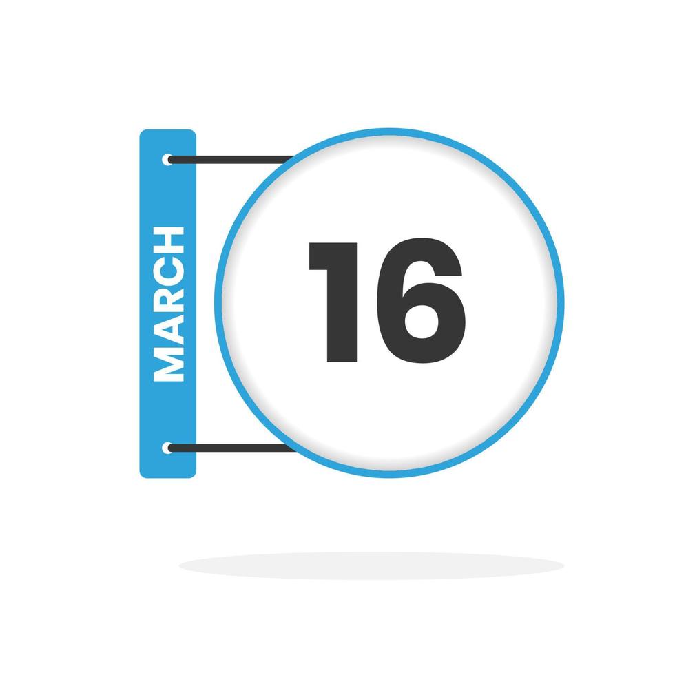 March 16 calendar icon. Date,  Month calendar icon vector illustration