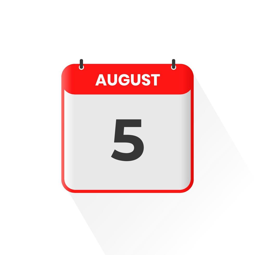 5th August calendar icon. August 5 calendar Date Month icon vector illustrator