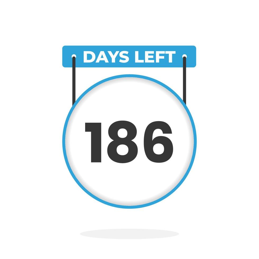 Faltan 186 días de cuenta regresiva para la promoción de ventas. Quedan 186 días para el banner de ventas promocionales. vector