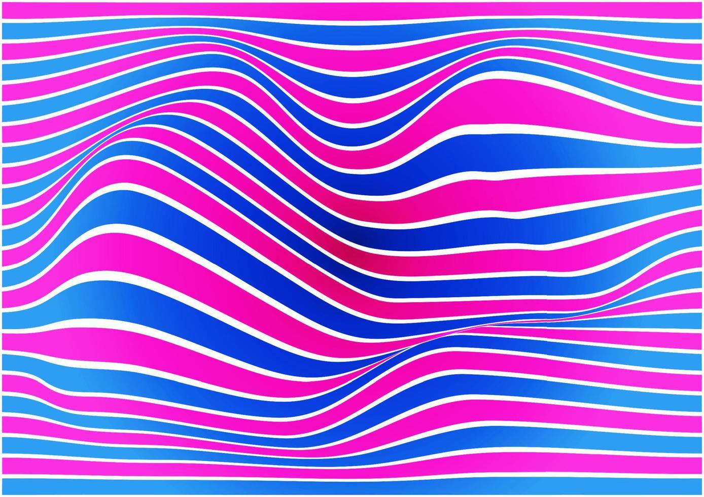 Distorted wavy lines abstract background vector illustration, curve It has a pink and blue straight line pattern.