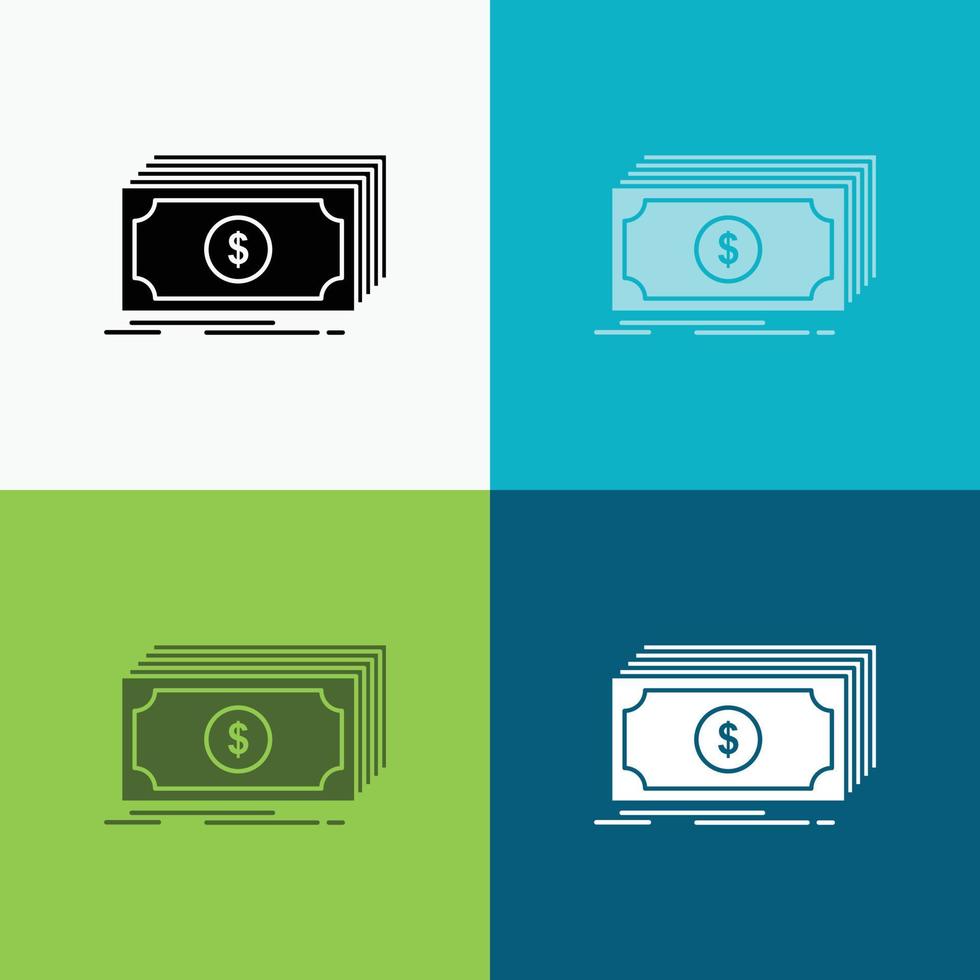 Cash. dollar. finance. funds. money Icon Over Various Background. glyph style design. designed for web and app. Eps 10 vector illustration