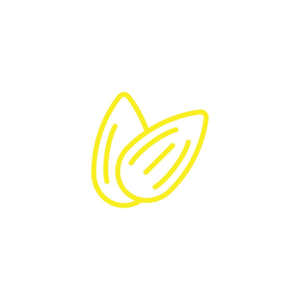 eps10 vector amarillo almendra o frijol icono de arte de línea abstracta aislado sobre fondo blanco. símbolo de contorno de tuerca en un estilo moderno y sencillo para el diseño de su sitio web, logotipo y aplicación móvil