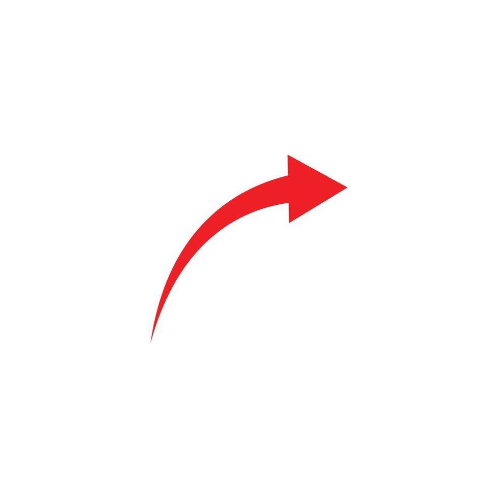eps10 red vector forward arrow abstract art icon isolated on white background. curved right arrow symbol in a simple flat trendy modern style for your website design, logo, and mobile application