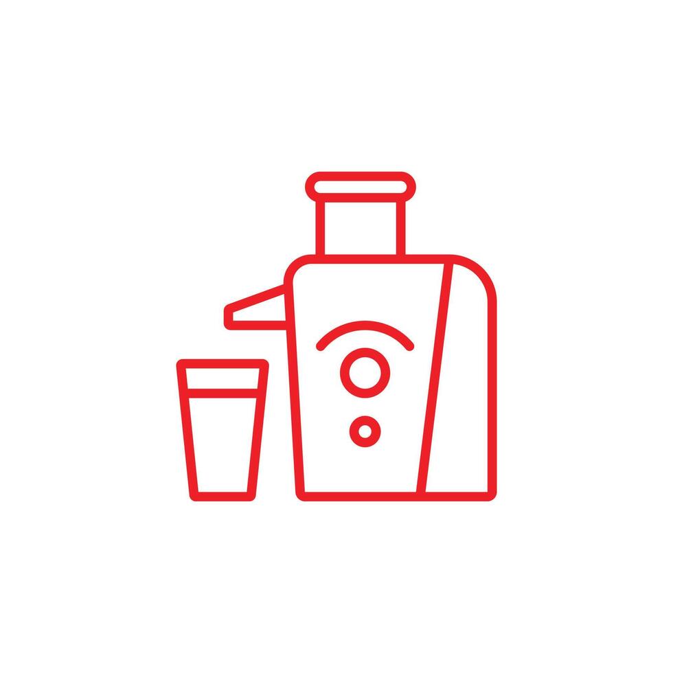 eps10 red vector juicer abstract line icon isolated on white background. juice maker or squeezer outline symbol in a simple flat trendy modern style for your website design, logo, and mobile app