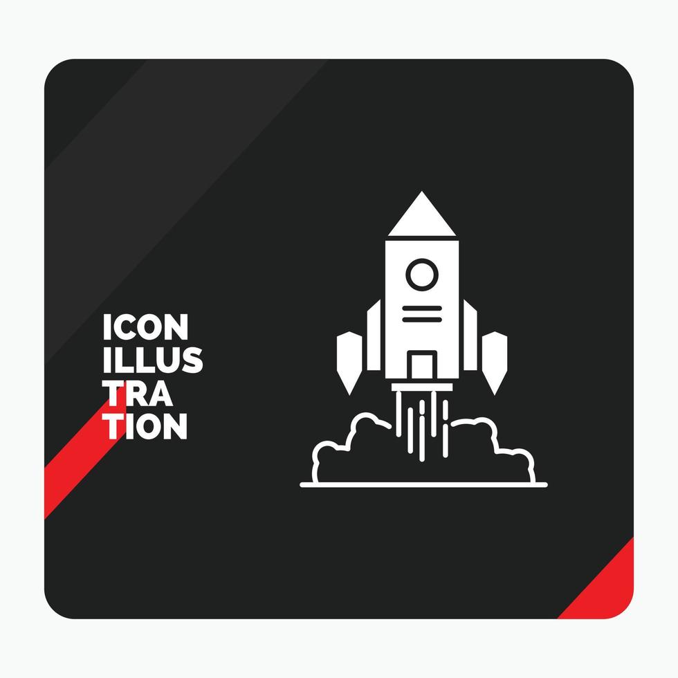 Red and Black Creative presentation Background for Rocket. spaceship. startup. launch. Game Glyph Icon vector