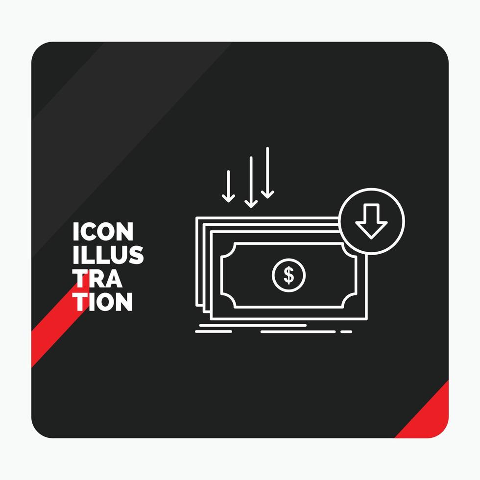 Red and Black Creative presentation Background for Business. cost. cut. expense. finance. money Line Icon vector