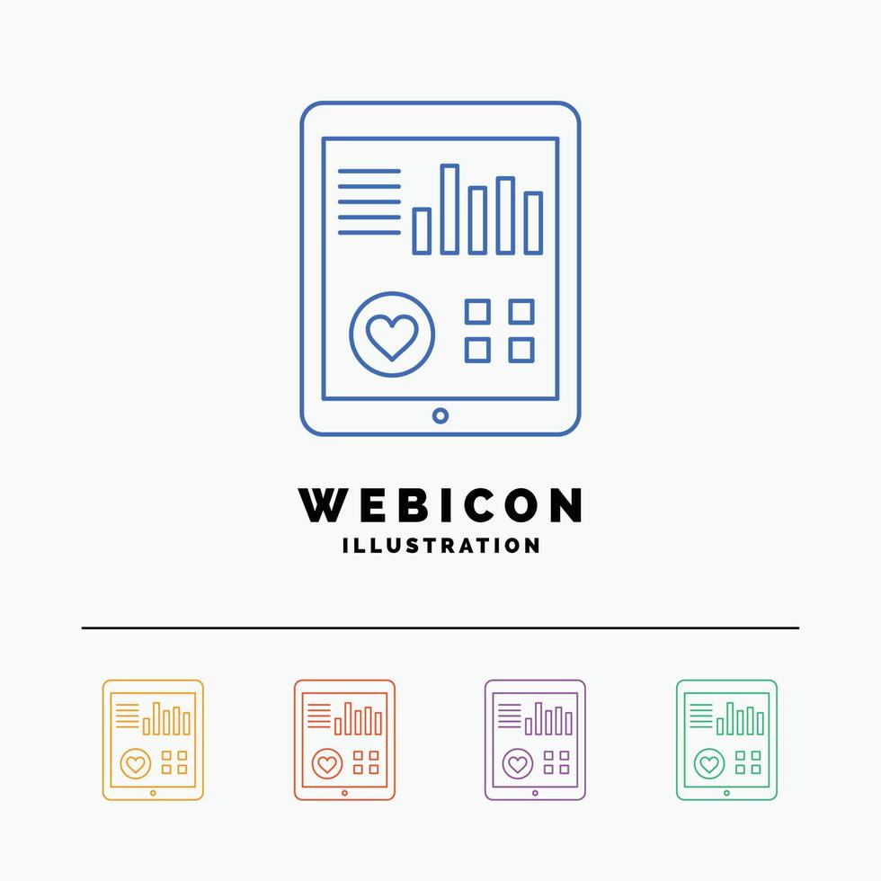 monitoring. health. heart. pulse. Patient Report 5 Color Line Web Icon Template isolated on white. Vector illustration