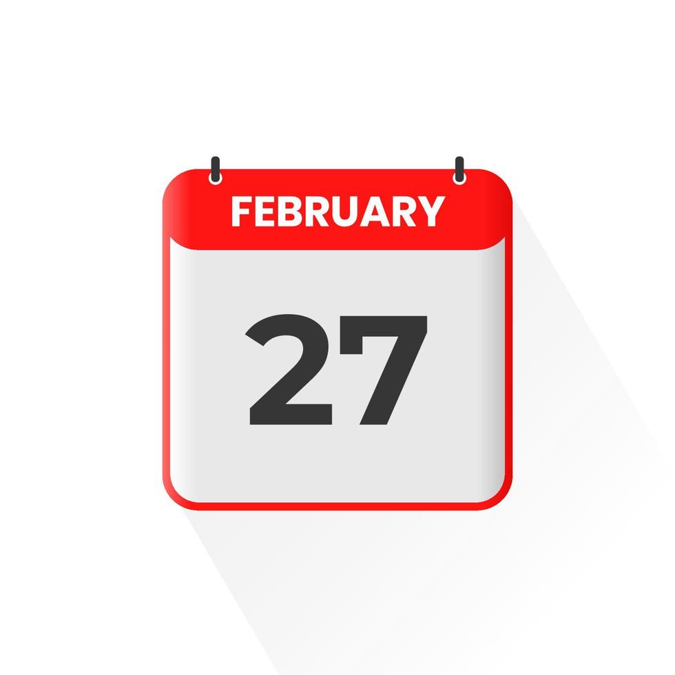 27th February calendar icon. February 27 calendar Date Month icon vector illustrator