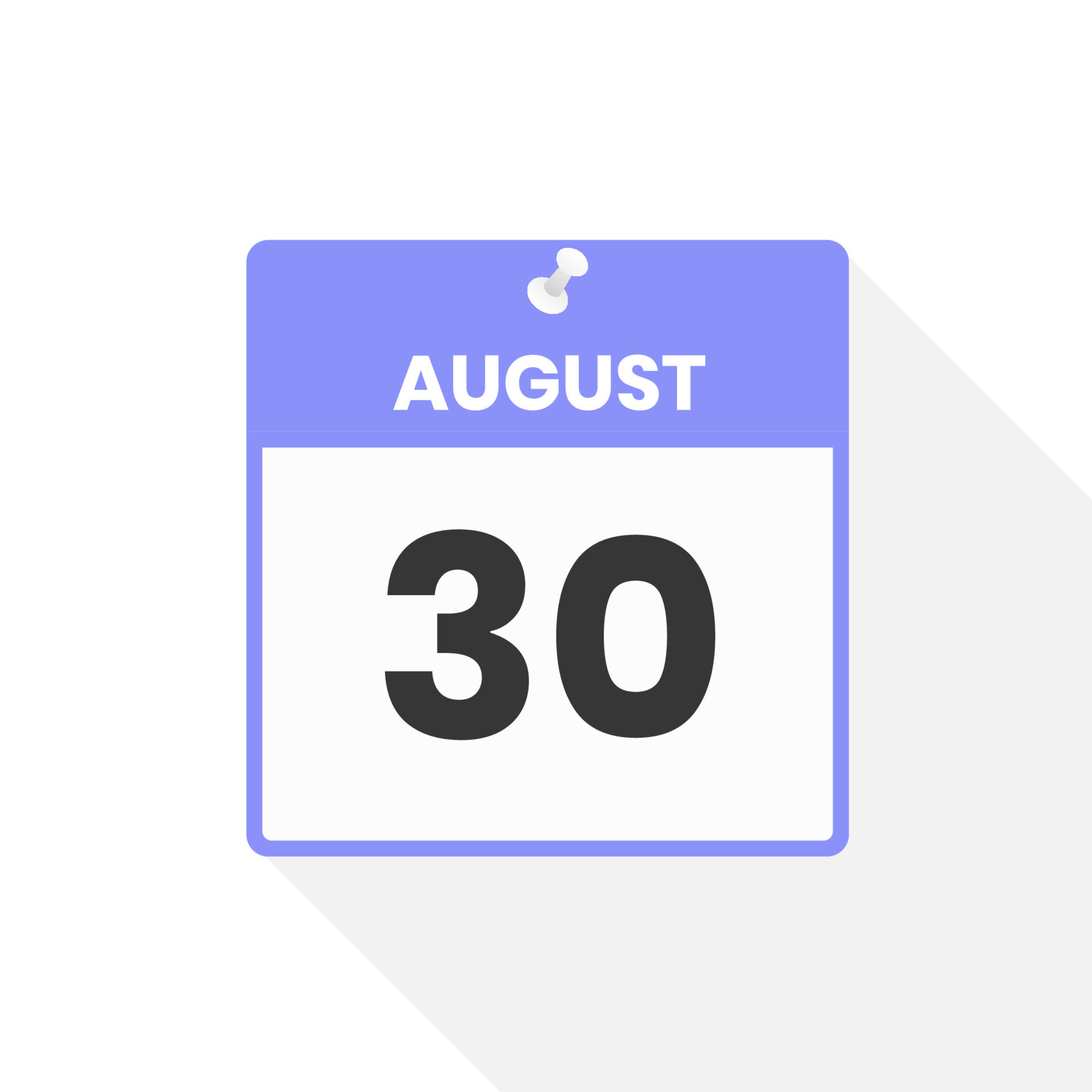 August 30 calendar icon. Date, Month calendar icon vector illustration