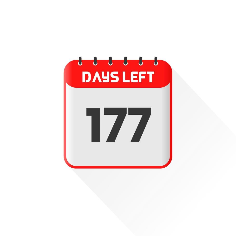 Countdown icon 177 Days Left for sales promotion. Promotional sales banner 177 days left to go vector