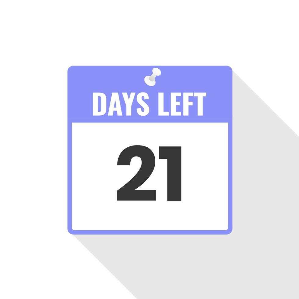 21 Days Left Countdown sales icon. 21 days left to go Promotional banner vector