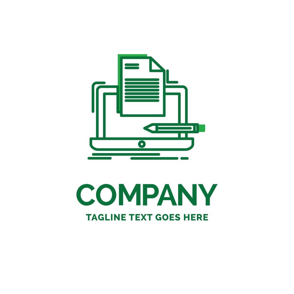 Coder. coding. computer. list. paper Flat Business Logo template. Creative Green Brand Name Design. vector