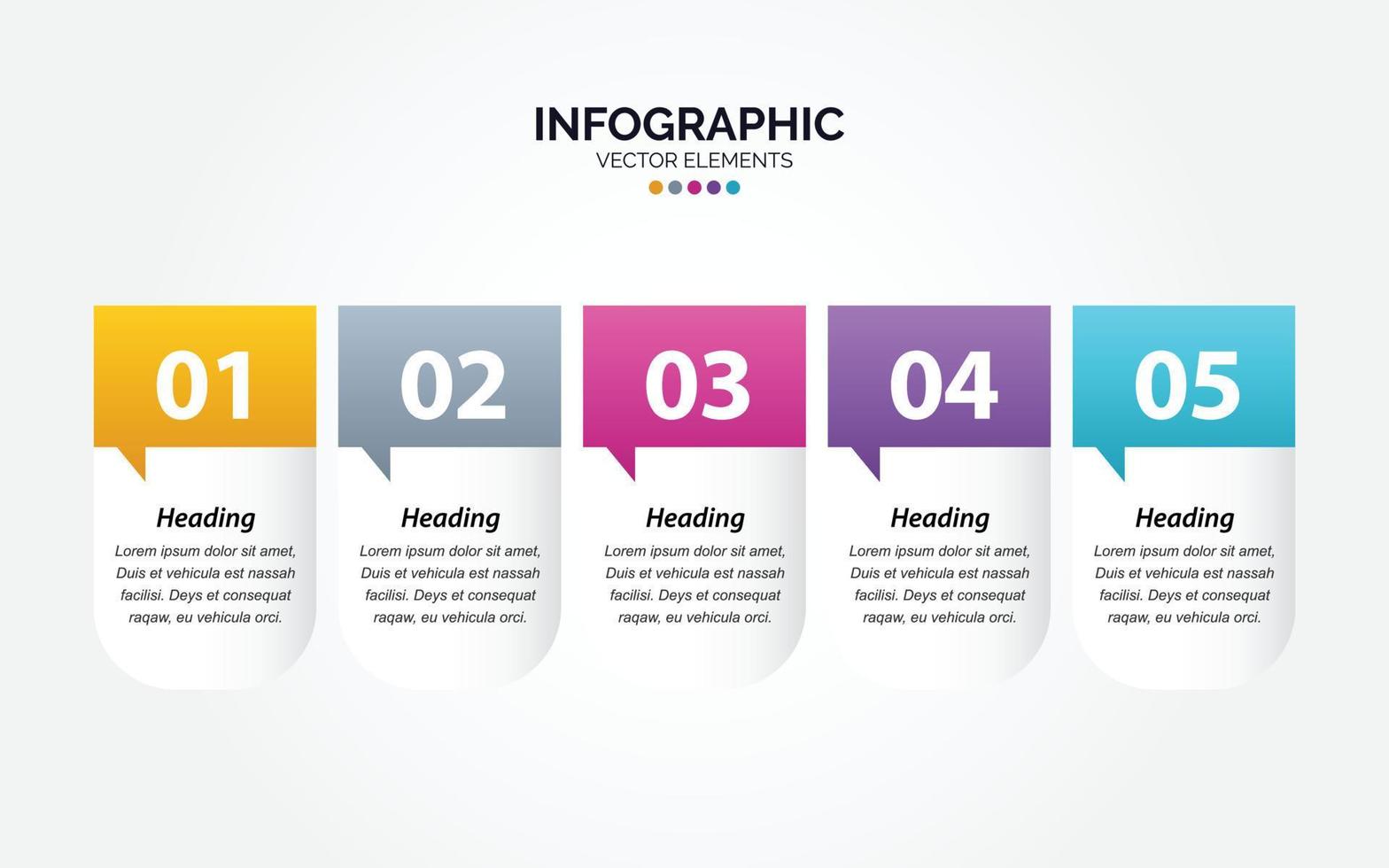 línea de tiempo 5 opciones infografía horizontal para presentaciones flujo de trabajo diagrama de proceso informe de diagrama de flujo vector