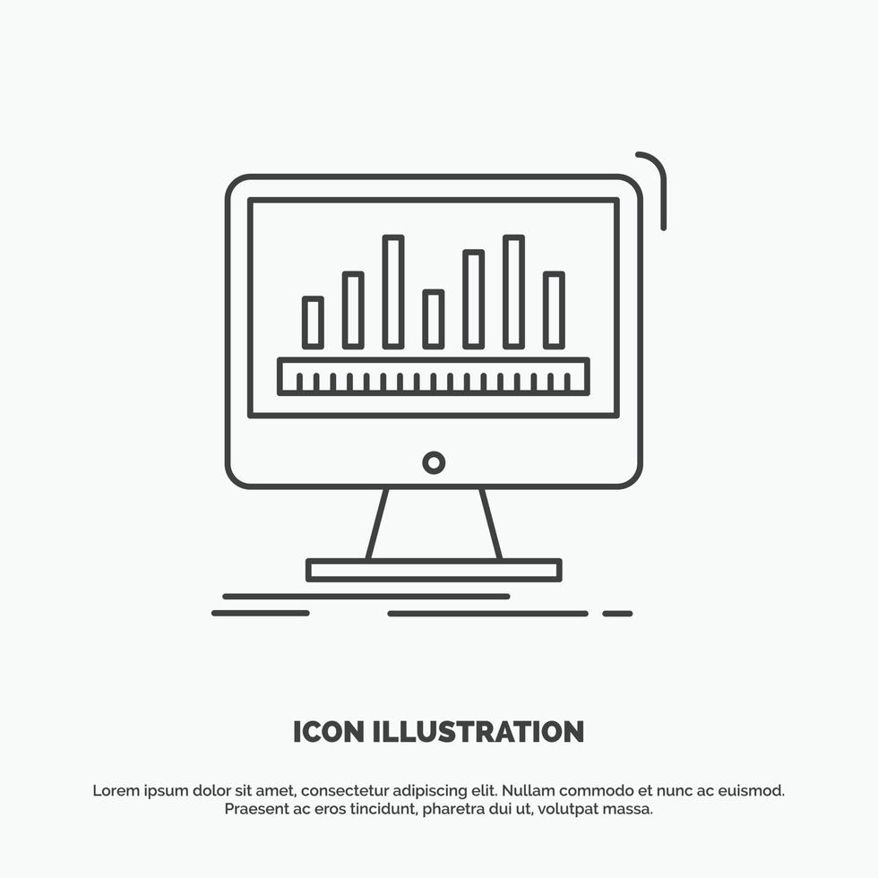 analytics. processing. dashboard. data. stats Icon. Line vector gray symbol for UI and UX. website or mobile application