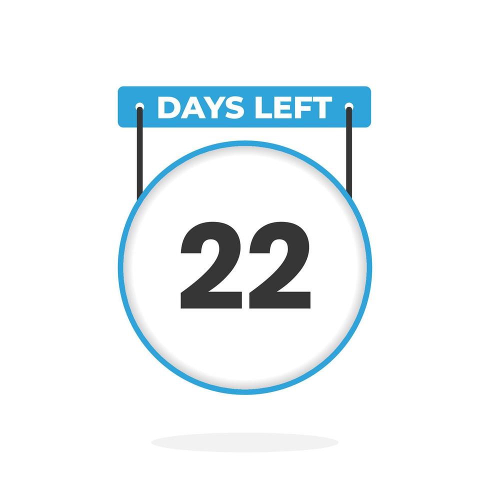 22 Days Left Countdown for sales promotion. 22 days left to go Promotional sales banner vector