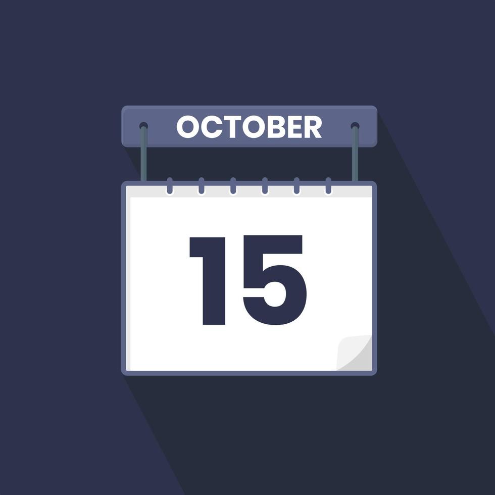Icono del calendario del 15 de octubre. 15 de octubre calendario fecha mes icono vector ilustrador