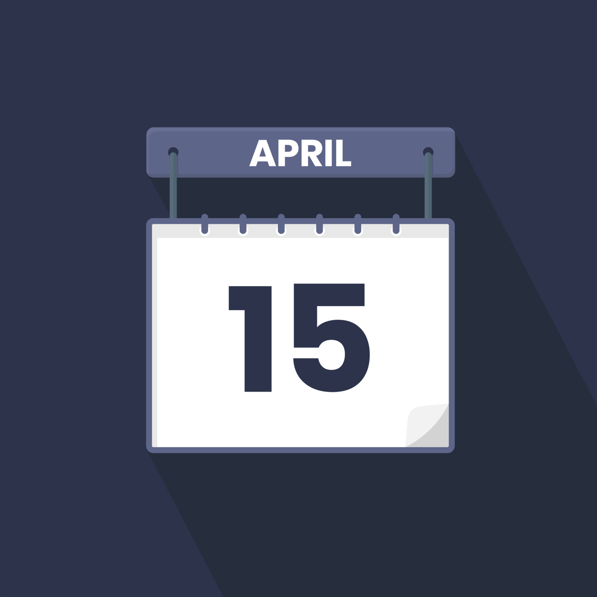 15th April calendar icon. April 15 calendar Date Month icon vector