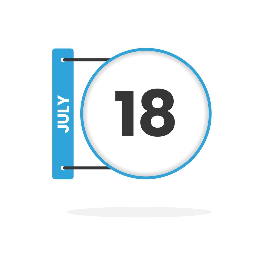 icono de calendario del 18 de julio. fecha, mes calendario icono vector ilustración