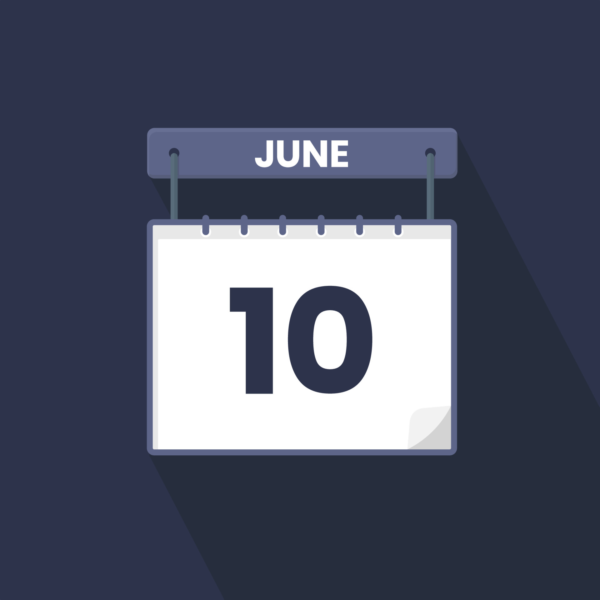 10th June calendar icon June 10 calendar Date Month icon vector 10th June calendar icon June 10 calendar Date Month icon vector
