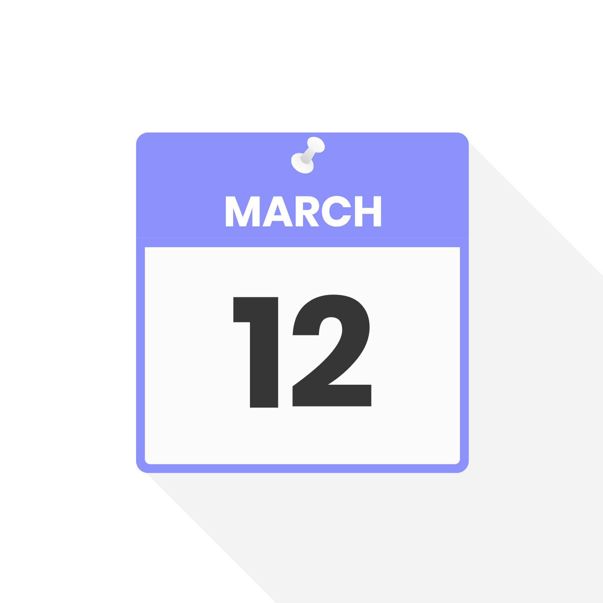 March 12 calendar icon. Date, Month calendar icon vector illustration