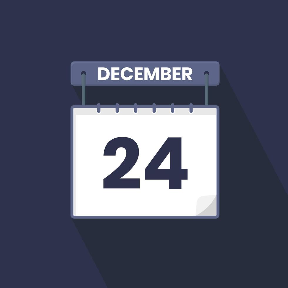 Icono del calendario del 24 de diciembre. 24 de diciembre calendario fecha mes icono vector ilustrador