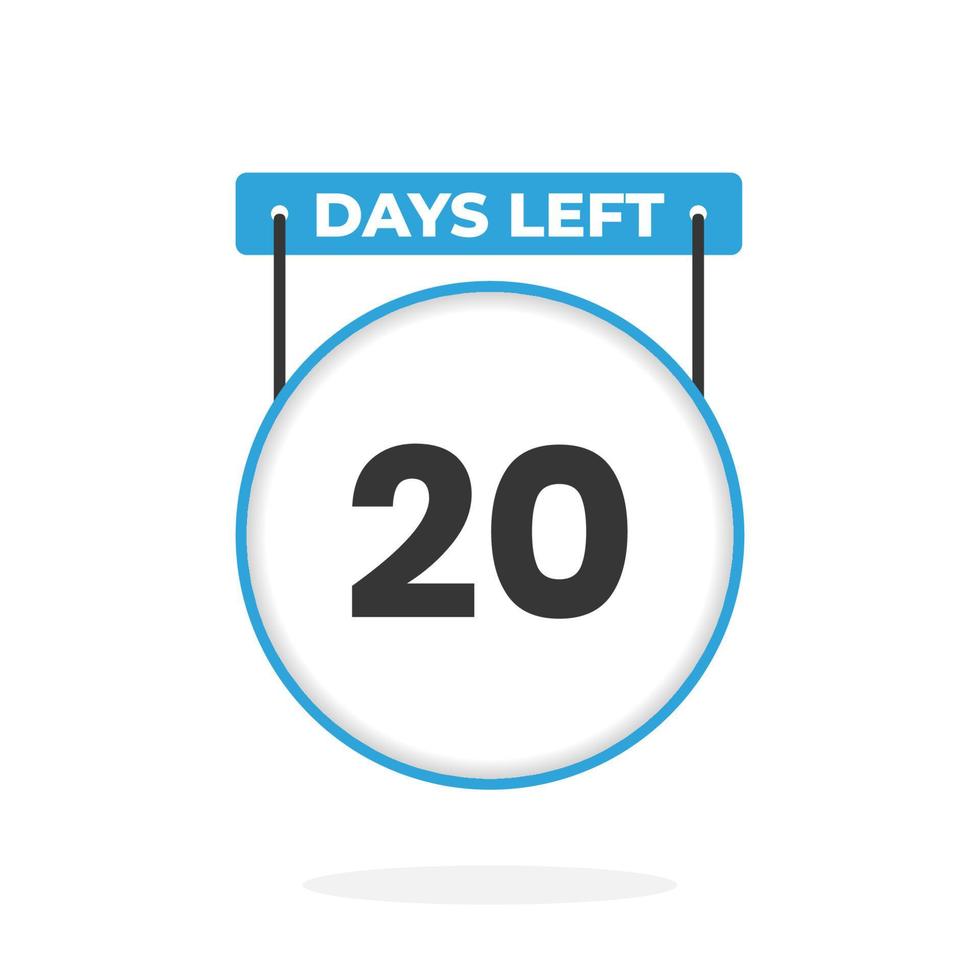 20 Days Left Countdown for sales promotion. 20 days left to go Promotional sales banner vector