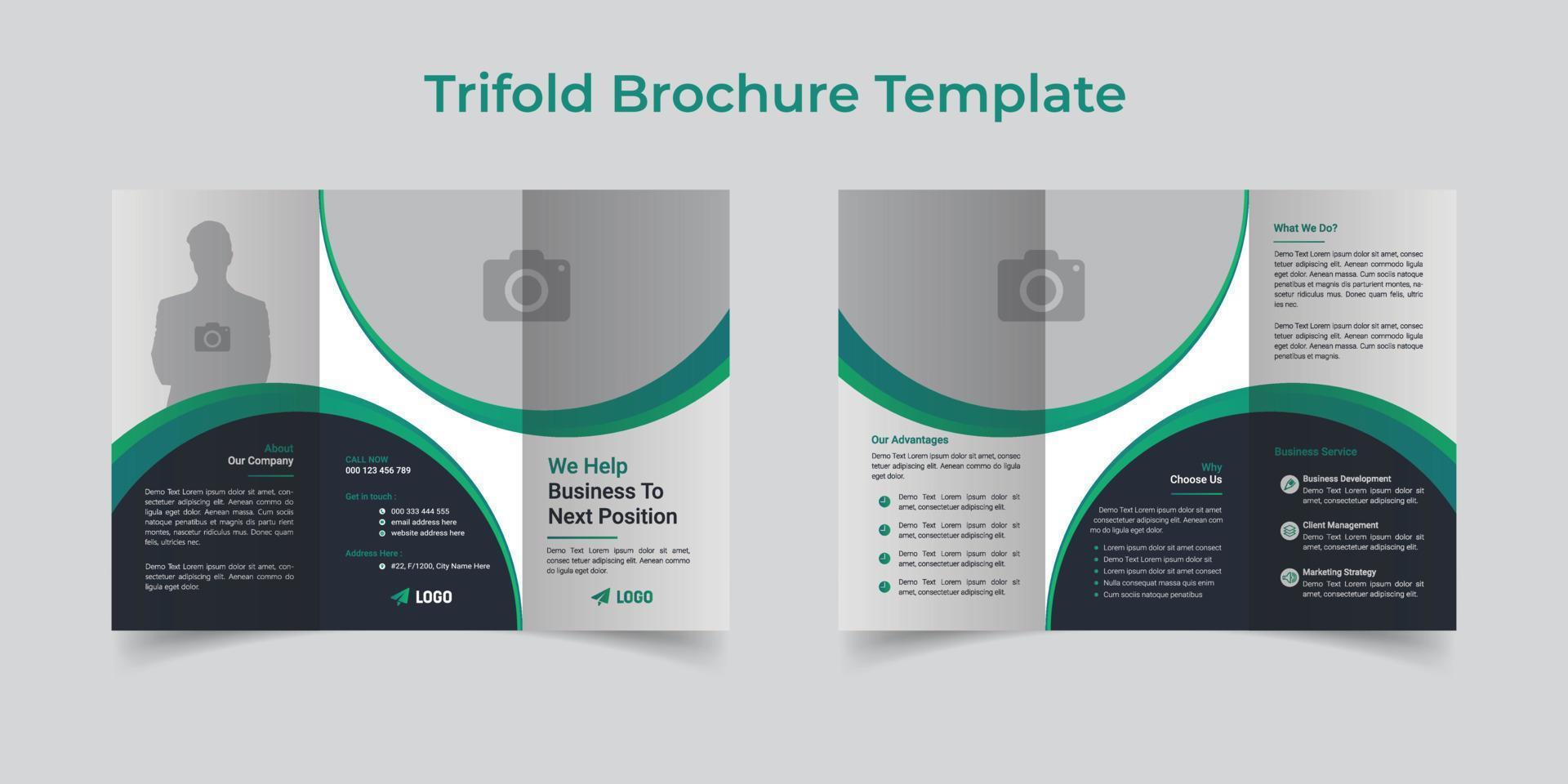 Corporate Trifold Brochure Design Template. Design Template Geometric shape used for business Trifold Brochure layout. Corporate Brochure, Business Brochure, A4 with Bleed, Print Ready vector