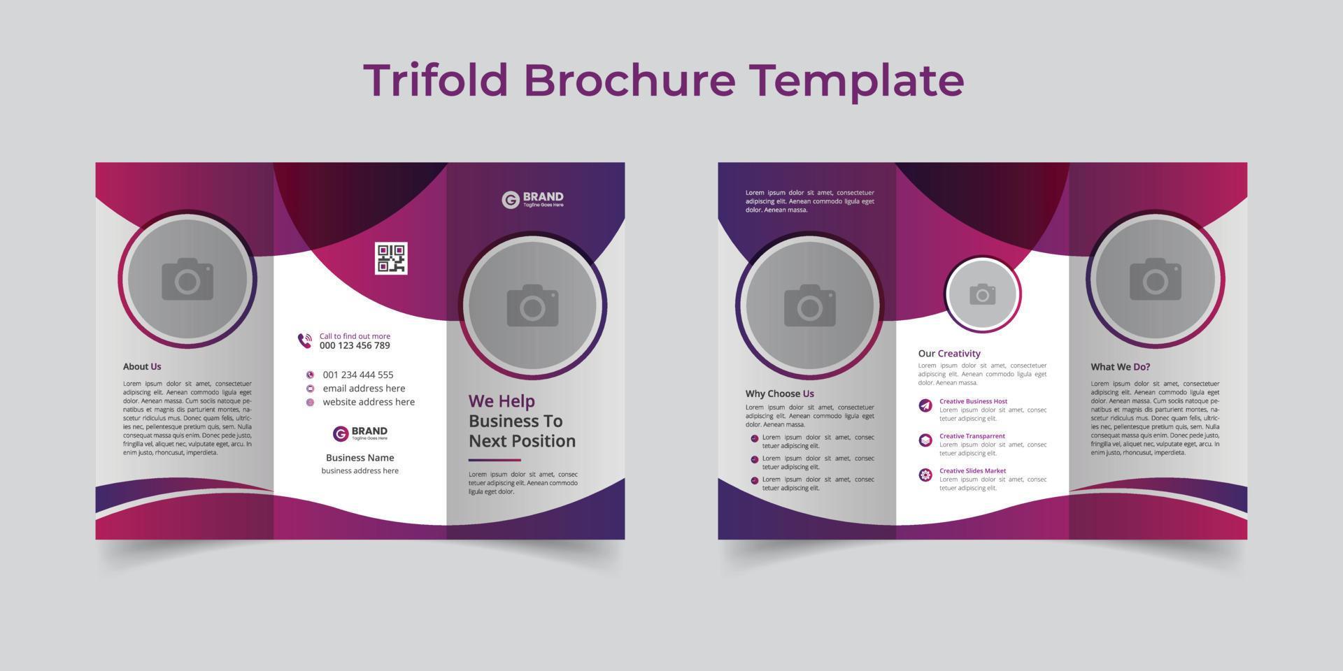 Corporate Trifold Brochure Design Template. Design Template Geometric