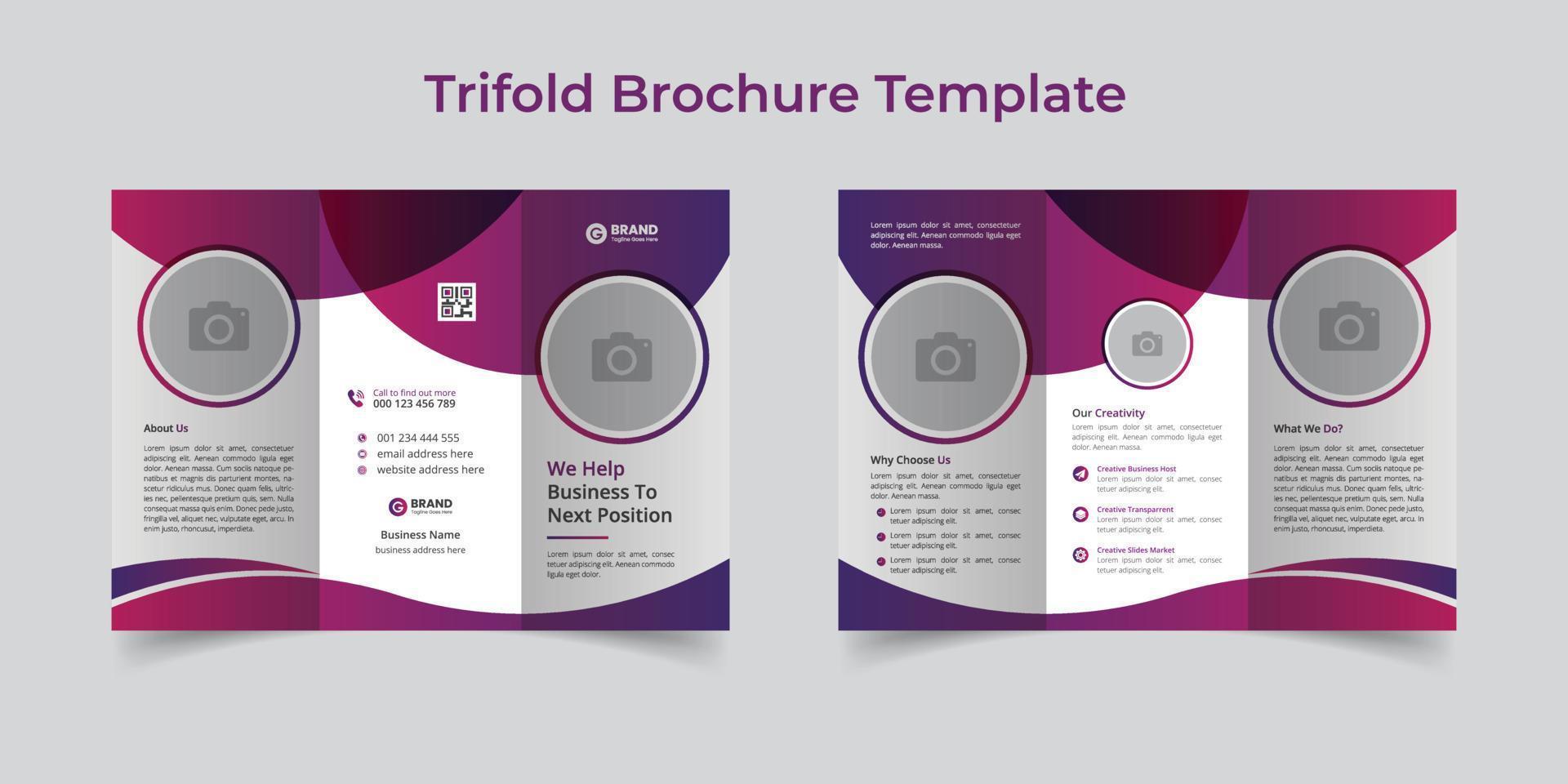 Corporate Trifold Brochure Design Template. Design Template Geometric shape used for business Trifold Brochure layout. Corporate Brochure, Business Brochure, A4 with Bleed, Print Ready vector