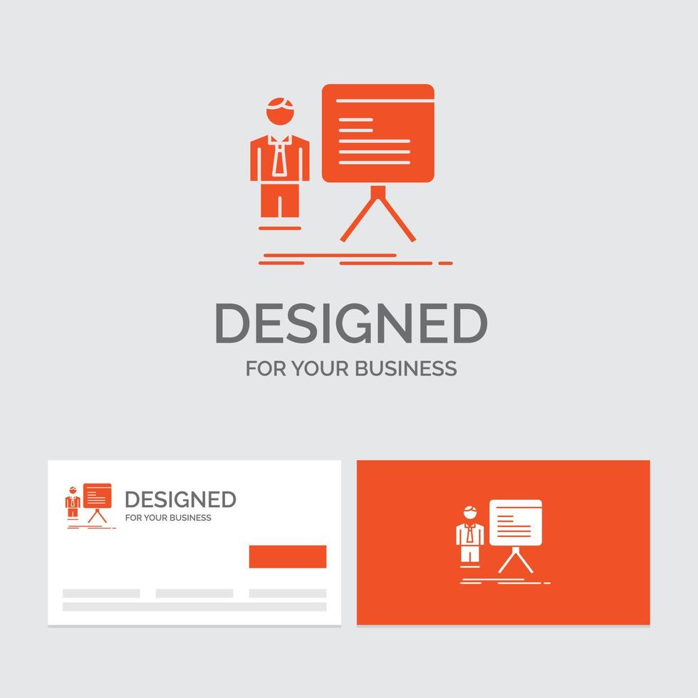 Business logo template for presentation. businessman. chart. graph. progress. Orange Visiting Cards with Brand logo template. vector