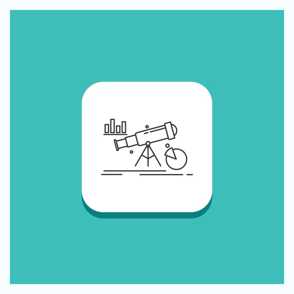 Round Button for Analytics. finance. forecast. market. prediction Line icon Turquoise Background vector