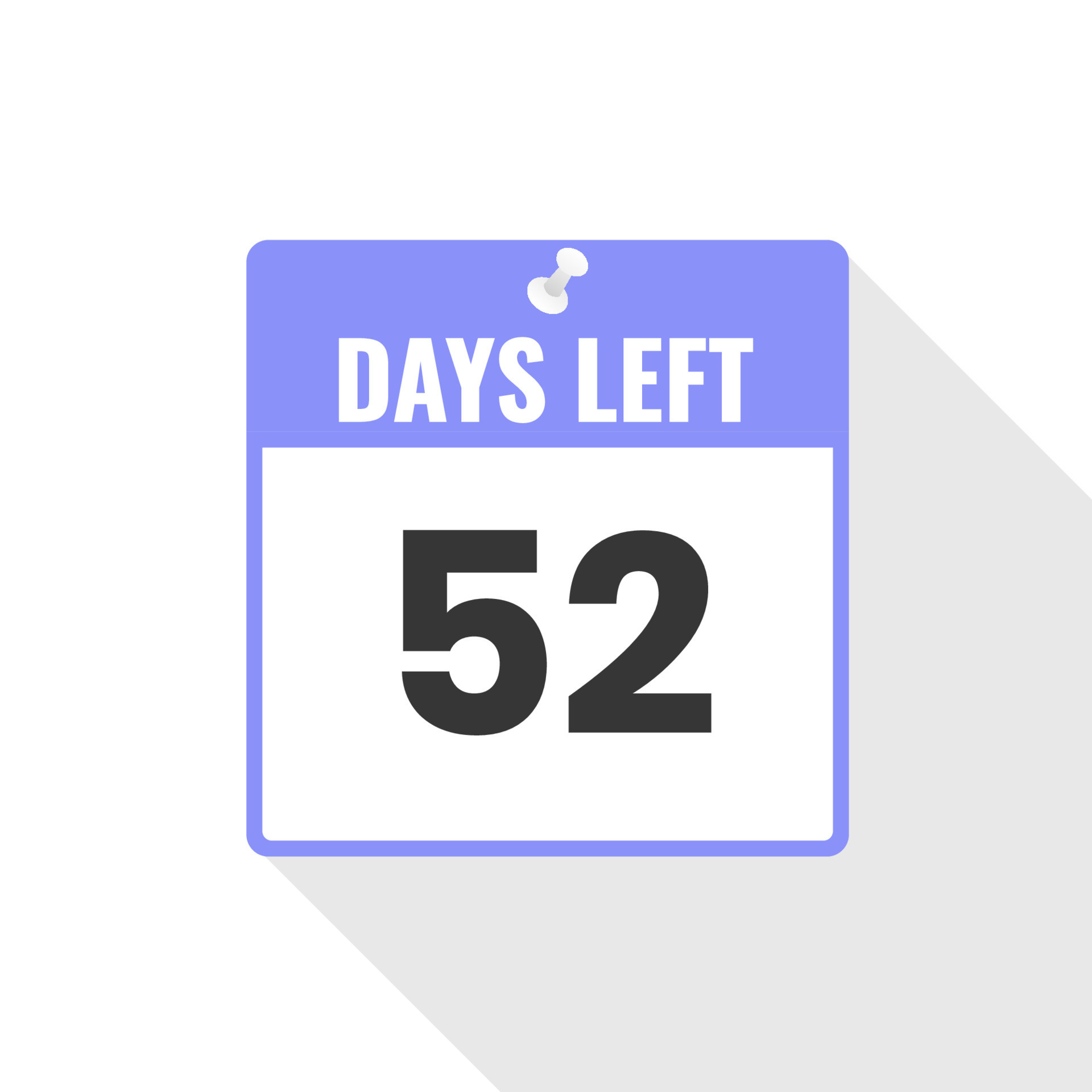 52 Days Left Countdown sales icon. 52 days left to go Promotional