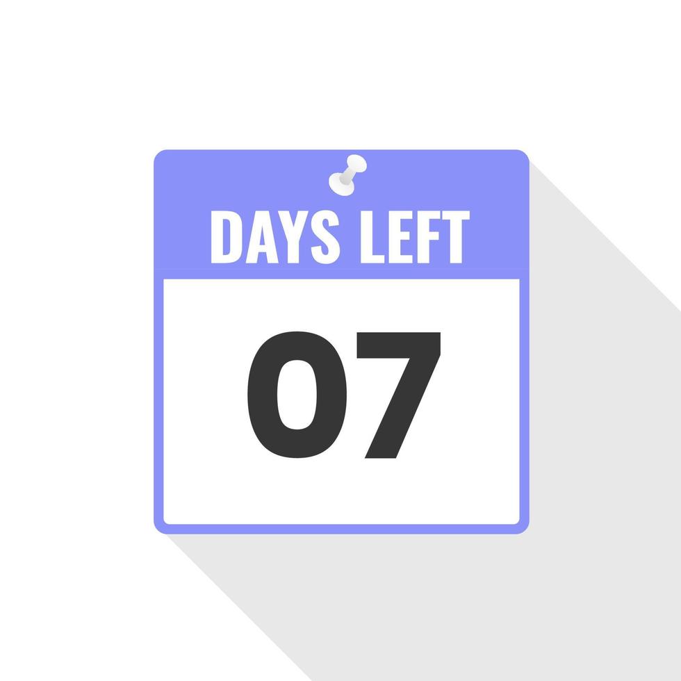 7 Days Left Countdown sales icon. 7 days left to go Promotional banner vector