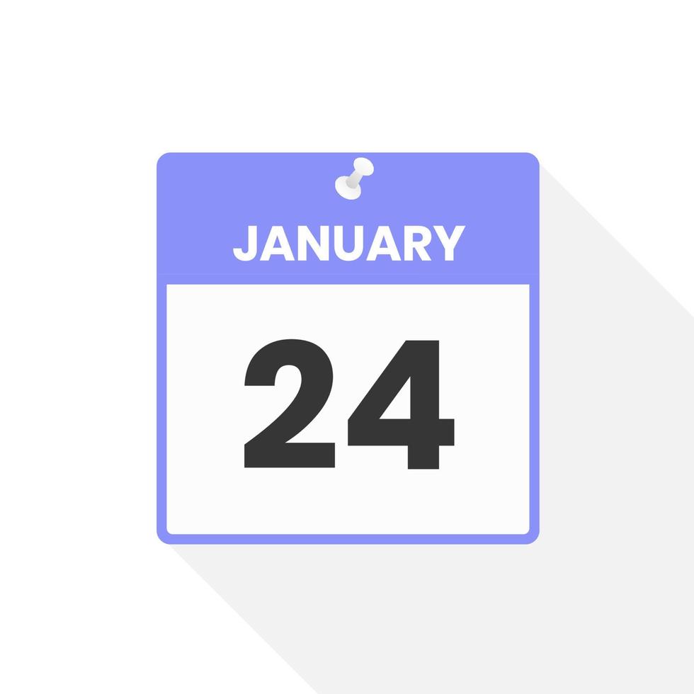 January 24 calendar icon. Date, Month calendar icon vector illustration