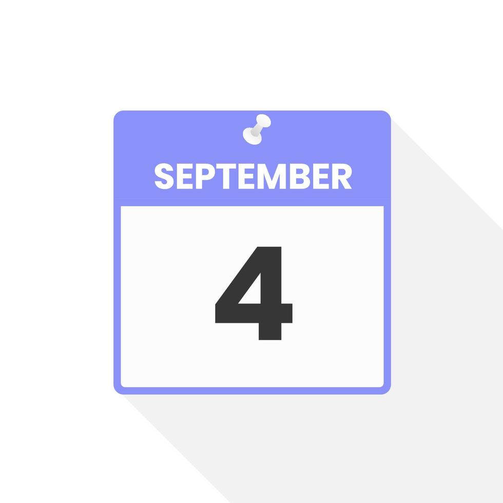 September 4 calendar icon. Date,  Month calendar icon vector illustration