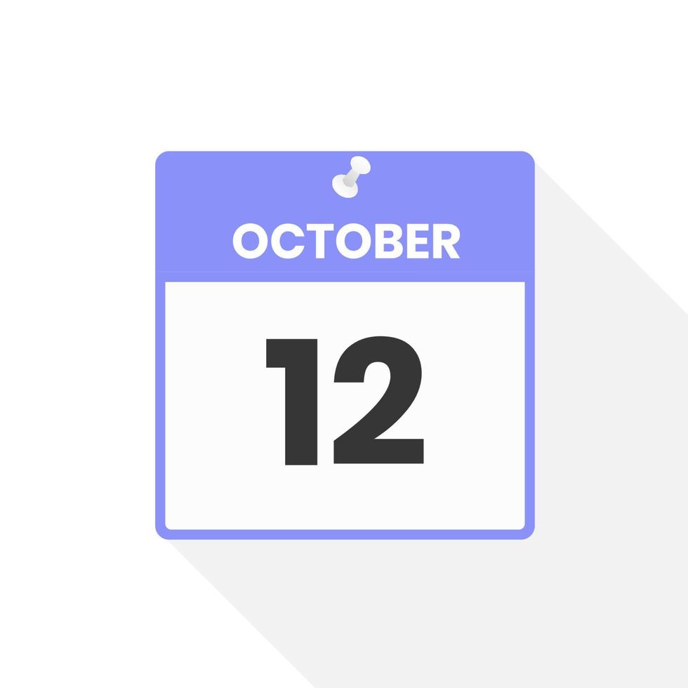 October 12 calendar icon. Date,  Month calendar icon vector illustration