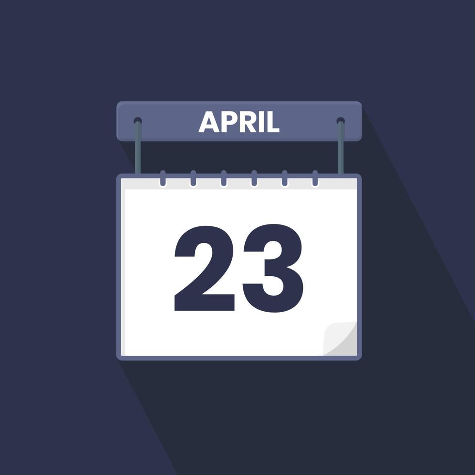 23rd April calendar icon. April 23 calendar Date Month icon vector illustrator