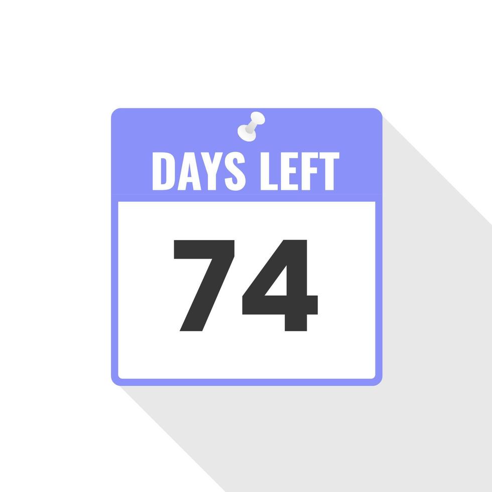 Quedan 74 días icono de ventas de cuenta regresiva. Quedan 74 días para el banner promocional. vector