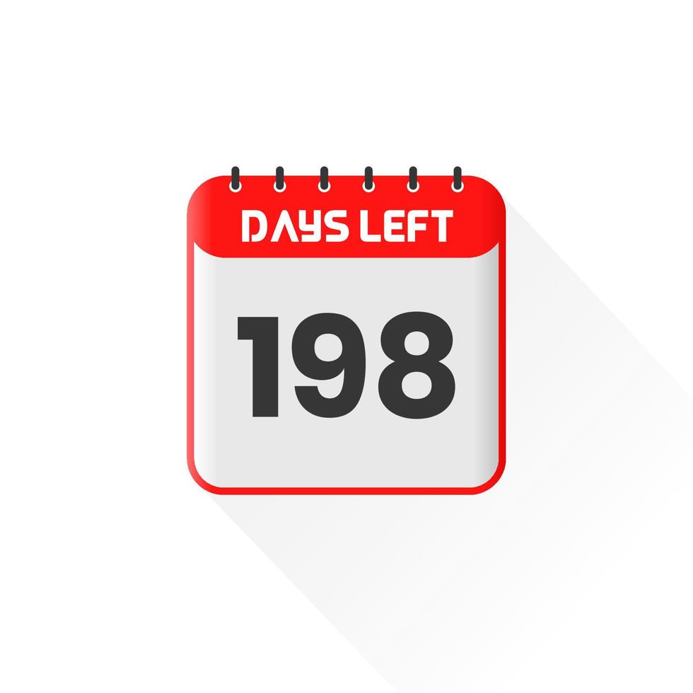 icono de cuenta regresiva Quedan 198 días para la promoción de ventas. banner de ventas promocionales quedan 198 días vector