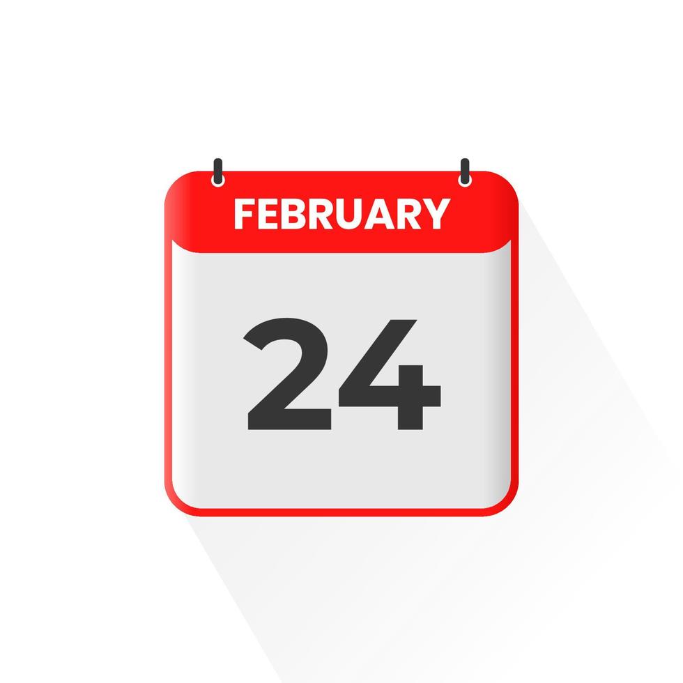 24th February calendar icon. February 24 calendar Date Month icon vector illustrator