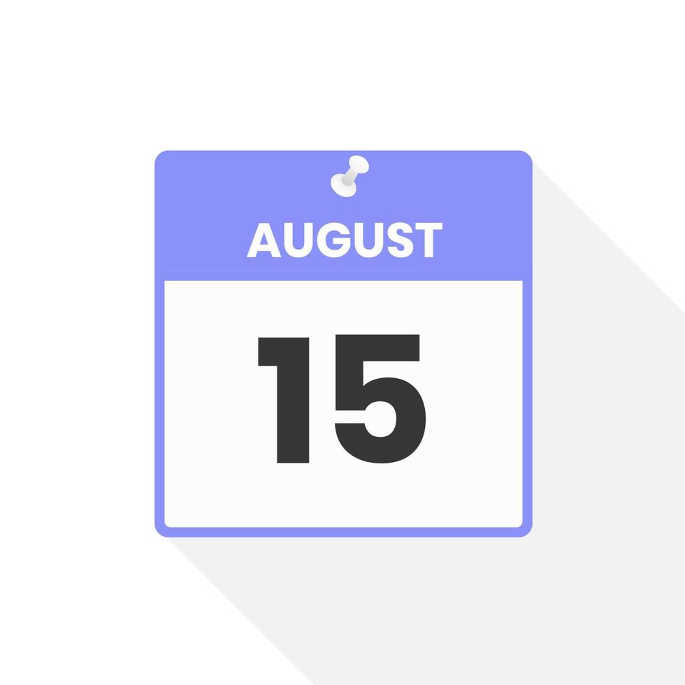 August 15 calendar icon. Date,  Month calendar icon vector illustration